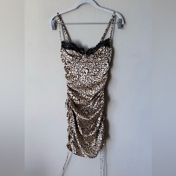 NWT For Love & Lemons Frankie Mini Leopard Dress Black Brown Size XS - Picture 9 of 11